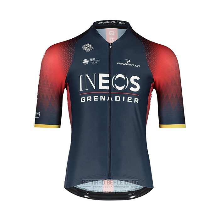 2022 Fahrradbekleidung Ineos Grenadiers Tief Blau Rot Trikot Kurzarm und Tragerhose - zum Schließen ins Bild klicken